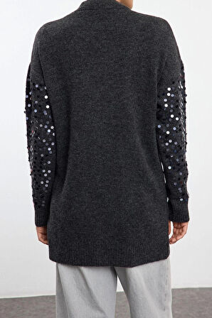 Kadın Modern Tarz Regular V Yaka Midi Triko Hırka