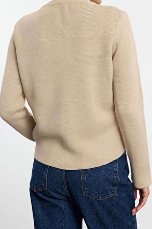 Kadın Modern Tarz Regular Bisiklet Yaka Regular Triko Hırka