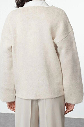 Kadın Modern Tarz Regular Bisiklet Yaka Regular Triko Hırka