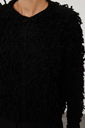 Kadın Modern Tarz Regular Bisiklet Yaka Regular Triko Hırka