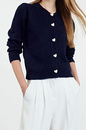 Kadın Modern Tarz Regular Bisiklet Yaka Regular Triko Hırka