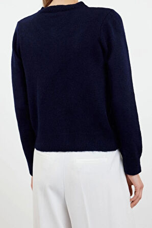 Kadın Modern Tarz Regular Bisiklet Yaka Regular Triko Hırka