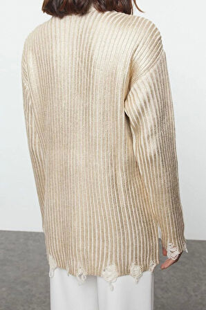 Kadın Modern Tarz Rahat Uzun Bisiklet Yaka Düz Kol Regular Triko Kazak