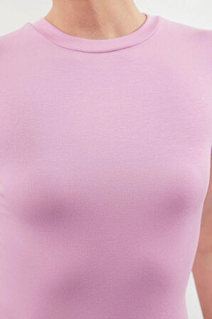 Moda Bisiklet Yaka Örme Slim Çizgili Desen Casual Günlük Regular Kısa Kol Bluz