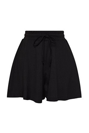 Moda Örme Normal Bel Geniş Paça Gündelik Vizon Rahat Kesim Normal Bel Bürümcük Dokulu Şort