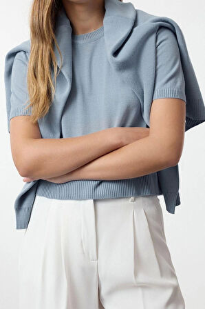 Kadın Modern Tarz Regular Bisiklet Yaka Regular Triko Hırka