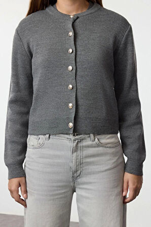 Stil Modern Kadın Regular Standart Kol Bisiklet Yaka Basic Hırka-Bluz Triko Hırka