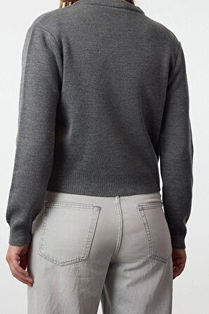 Stil Modern Kadın Regular Standart Kol Bisiklet Yaka Basic Hırka-Bluz Triko Hırka