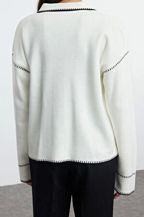 Kadın Modern Tarz Regular Polo Yaka Regular Triko Hırka