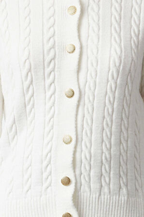 Kadın Modern Tarz Slim Bisiklet Yaka Regular Triko Hırka