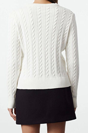 Kadın Modern Tarz Slim Bisiklet Yaka Regular Triko Hırka