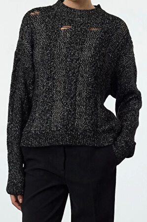 Stil Modern Kadın Regular Standart Kol Bisiklet Yaka Pamuklu Saç Örgü Triko Kazak