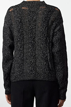 Stil Modern Kadın Regular Standart Kol Bisiklet Yaka Pamuklu Saç Örgü Triko Kazak