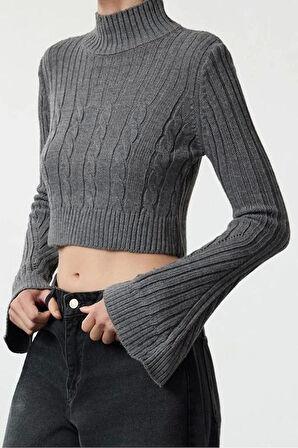 Stil Modern Kadın Regular Standart Kol Dik Yaka Triko Kazak