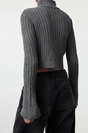 Stil Modern Kadın Regular Standart Kol Dik Yaka Triko Kazak