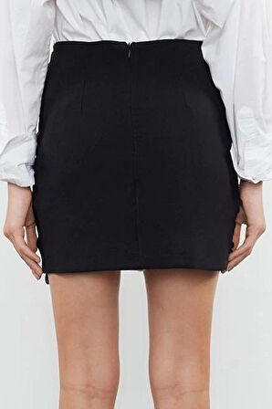 Modern Tarz Astarlı Örme Mini Boy 3 Boyutlu Çiçekli Dokuma Etek