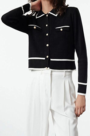 Kadın Modern Tarz Regular Polo Yaka Regular Triko Hırka