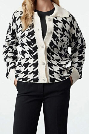 Kadın Modern Tarz Regular Polo Yaka Regular Triko Hırka