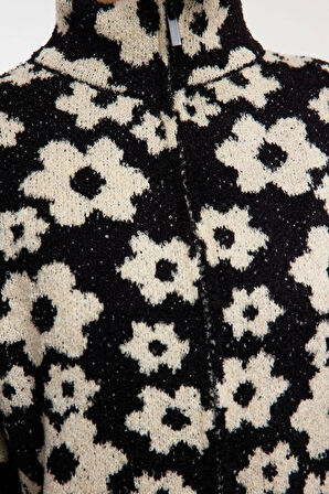 Kadın Modern Tarz Slim Dik Yaka Regular Triko Hırka