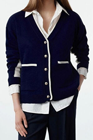 Kadın Modern Tarz Oversize V Yaka Regular Triko Hırka