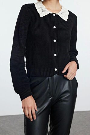 Kadın Modern Tarz Slim Bebe Yaka Regular Triko Hırka