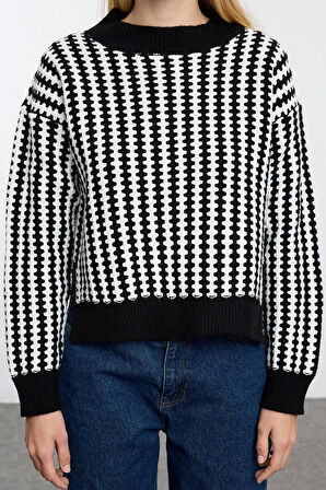 Stil Modern Kadın Regular Standart Kol Bisiklet Yaka Basic Çizgili Triko Kazak