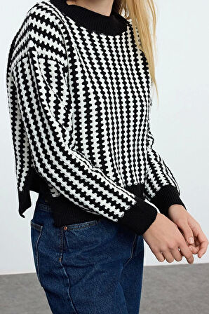 Stil Modern Kadın Regular Standart Kol Bisiklet Yaka Basic Çizgili Triko Kazak