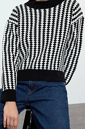 Stil Modern Kadın Regular Standart Kol Bisiklet Yaka Basic Çizgili Triko Kazak