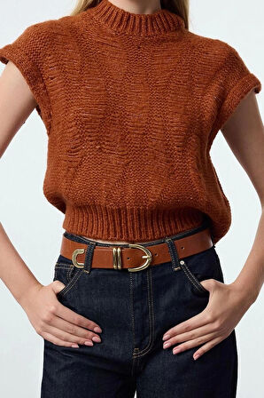 Stil Modern Kadın Regular Standart Kol Bisiklet Yaka Yumuşak Dokulu Crop Kısa Kol Triko Süveter