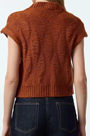 Stil Modern Kadın Regular Standart Kol Bisiklet Yaka Yumuşak Dokulu Crop Kısa Kol Triko Süveter
