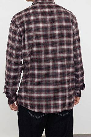 Şık Ekose Kareli Desen Düğmeli Yaka Regular Fit Ekose Desenli Unisex Oduncu Flanel Gömlek