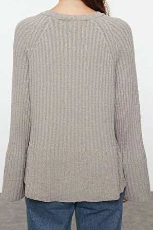 Stil Modern Kadın Regular Standart Kol Bisiklet Yaka Geniş Kalıp Peplum Detaylı Triko Kazak