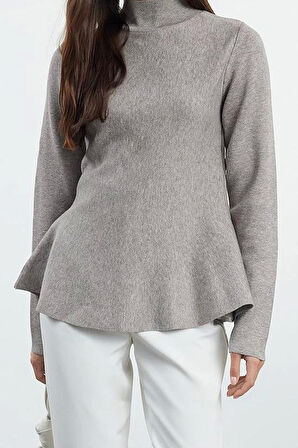 Stil Modern Kadın Regular Standart Kol Dik Yaka Özel İplik Triko Kazak