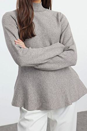 Stil Modern Kadın Regular Standart Kol Dik Yaka Özel İplik Triko Kazak