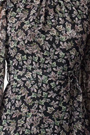 Moda Stil Regular Dik Yaka Mini Boy Geometrik Dokuma Kışlık Elbise