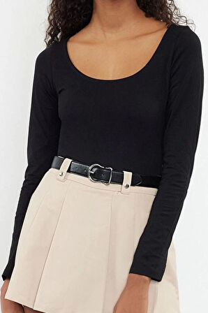 Stil Kadın Fitted Vücuda Oturan Bluz Regular Örme Slim Kalıp