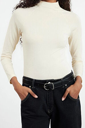 Stil Kadın Fitted Vücuda Oturan Bluz Regular Örme Slim Kalıp Reglan Kol