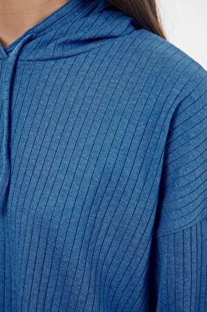 Tarz Rahat Uzun Kollu Boru Paça Fitilli Pamuklu Örme Pijama Takımı