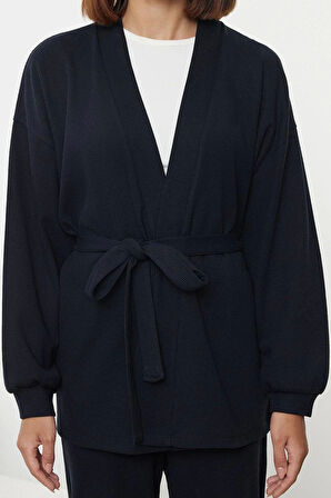 Tarz Rahat Uzun Kollu Geniş Paça Kuşaklı Waffle Kumaş Hamile Örme Pijama Takımı