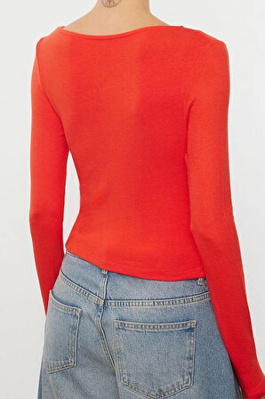 Stil Kadın Vücuda Oturan Boy Bluz Regular Örme Slim Kalıp