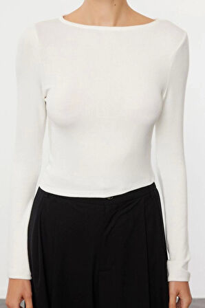 Stil Kadın Vücuda Oturan Boy Bluz Regular Örme Slim Kalıp