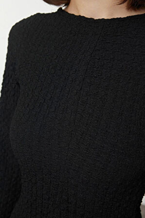 Moda Stil Slim Kayık Yaka Maxi Boy Düz Dokulu Fitted Vücuda Oturan Örme Elbise