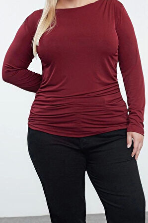 Stil Kadın Sırtı Degaje Bluz Regular Örme Fitted Kalıp Büyük Beden