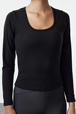 Stil Kadın Fırçalı Soft Kumaş 2 Katlı İçi Pedli Reflektör Baskılı Yoga Spor Üst Bluz Crop Slim Fit