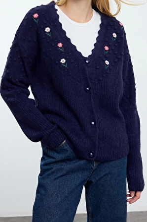 Kadın Modern Tarz Oversize V Yaka Regular Triko Hırka