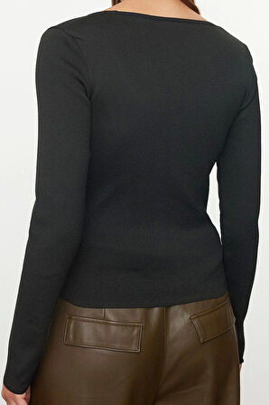 Stil Modern Kadın Regular Standart Kol Havuz Yaka Basic Triko Kazak