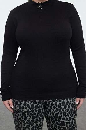 Stil Kadın Kaşkorse Bluz Regular Örme Fitted Kalıp Büyük Beden