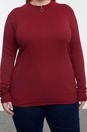 Stil Kadın Kaşkorse Bluz Regular Örme Fitted Kalıp Büyük Beden