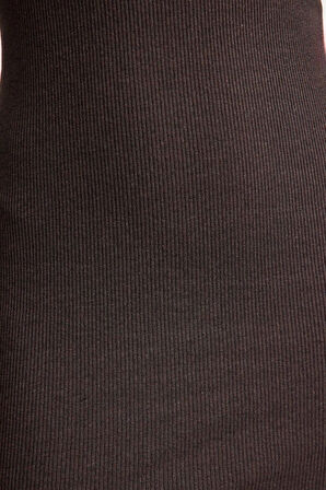 Moda Stil Slim Dik Yaka Mini Boy Vücuda Oturan Fitilli Esnek Örme Kalem Elbise