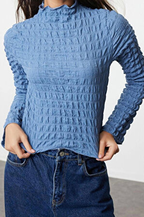 Stil Kadın Dokulu Fitted Vücuda Oturan Esnek Regular Örme Slim Kalıp